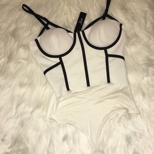 White/black body suit